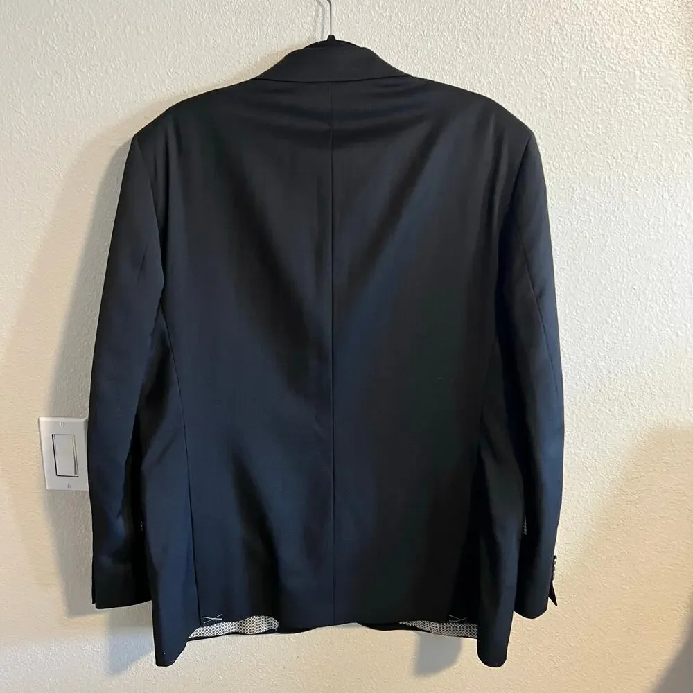 NWT Paul Fredrick Wool Black Blazer Sports Coat 2 Button Size 43R